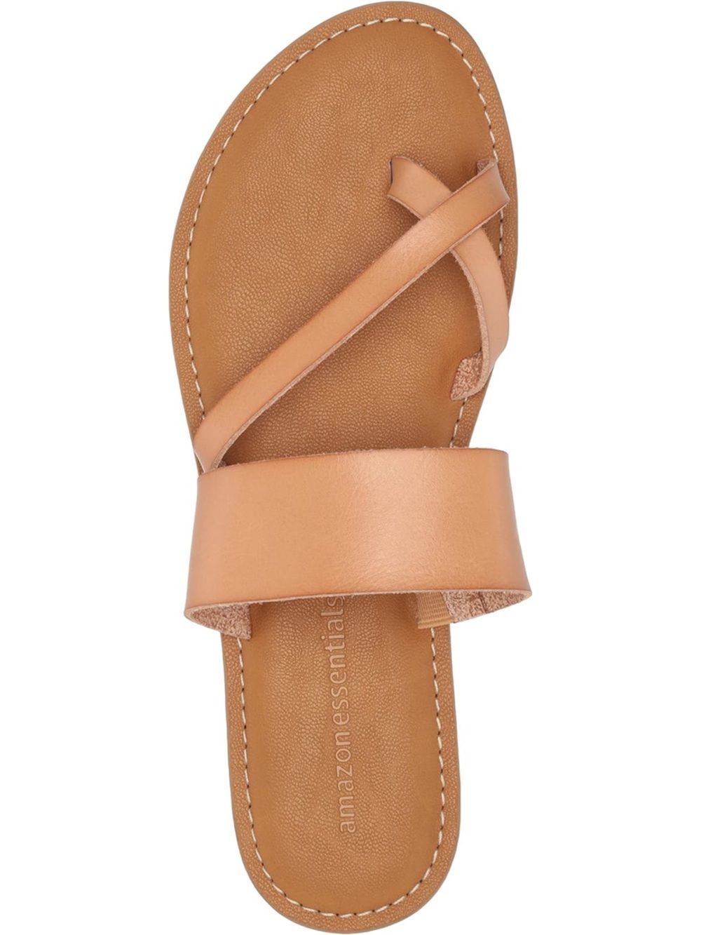 Amazon Essentials Toe Ring Slide Sandals Women’s 7 Cognac Brown Flat Sandals